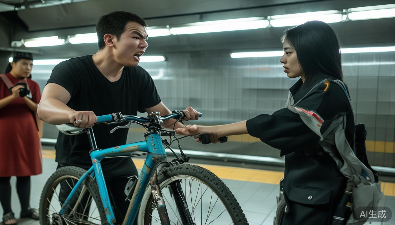 男子推自行车进地铁站台还爆粗口，这素质究竟咋回事？
