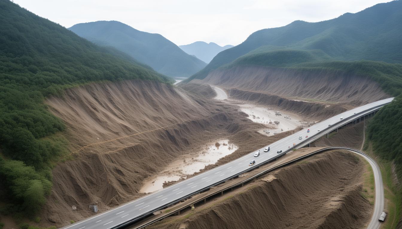 _厦蓉高速漳州段暴雨引发山体滑坡,封路十多个小时大货车被迫滞留,现场正冒雨清理_厦蓉高速漳州段暴雨引发山体滑坡,封路十多个小时大货车被迫滞留,现场正冒雨清理